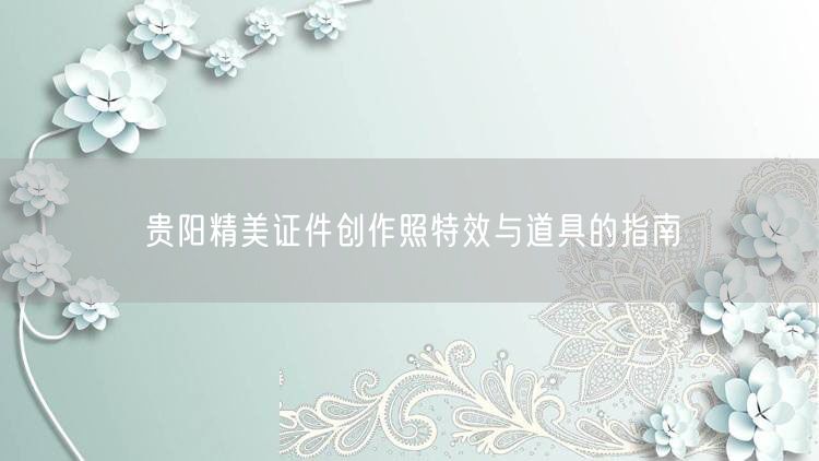 贵阳精美证件创作照特效与道具的指南